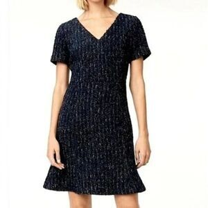 🎓 Club Monaco Andreah Tweed Boucle Dress Blue Black Academia Wool Mix 00